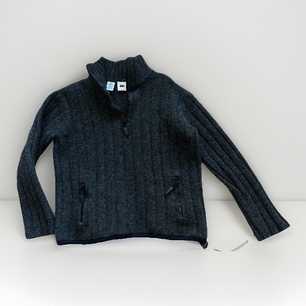 Y2K DKNY 100% Lambs Wool Knit Sweater Women’s‎ Small Grey